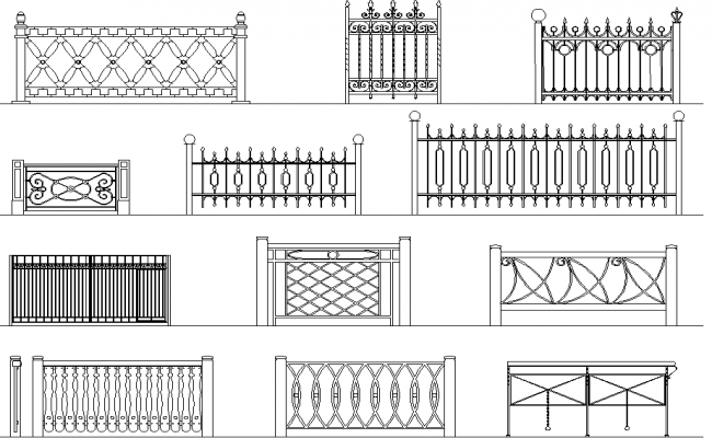 Iron railing design dwg file