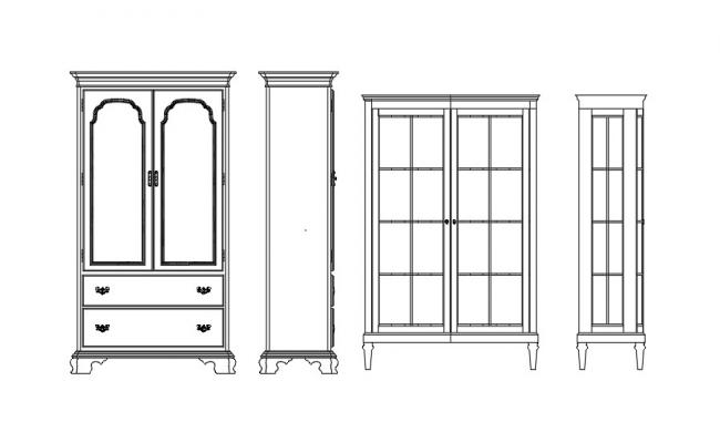 Wardrobe section with clothes blocks cad drawing details dwg file - Cadbull