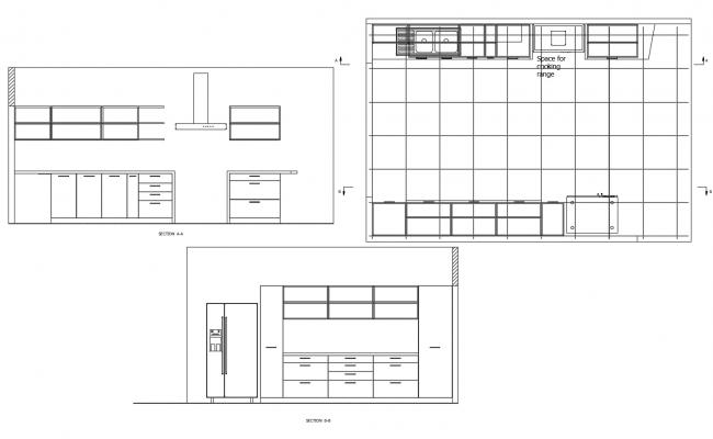 Kitchen Plan & Elevation detail - Cadbull