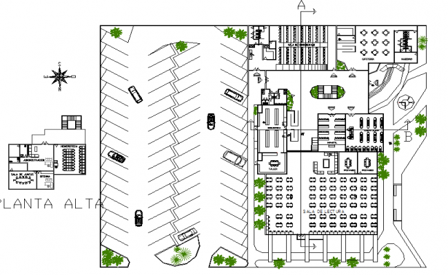 District administration building site plan dwg file - Cadbull