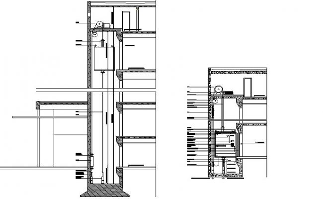 Lift elevator section detail dwg file