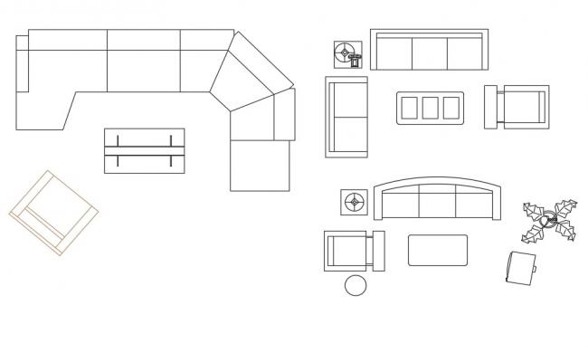 3d model of L-shape sofa set detail furniture block layout sketch-up ...