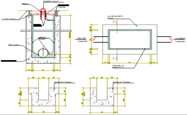 Manhole plan and section detail dwg file