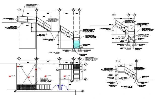 Staircase Plan and Section AutoCAD drawing Download - Cadbull