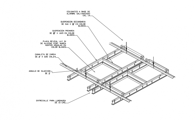 Metal Structure View Of Ceiling Area With Isometric Dwg File