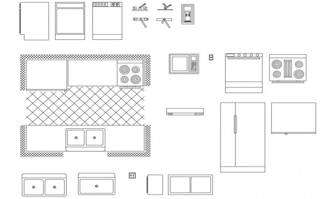 Miscellaneous kitchen  furniture blocks cad drawing  details 