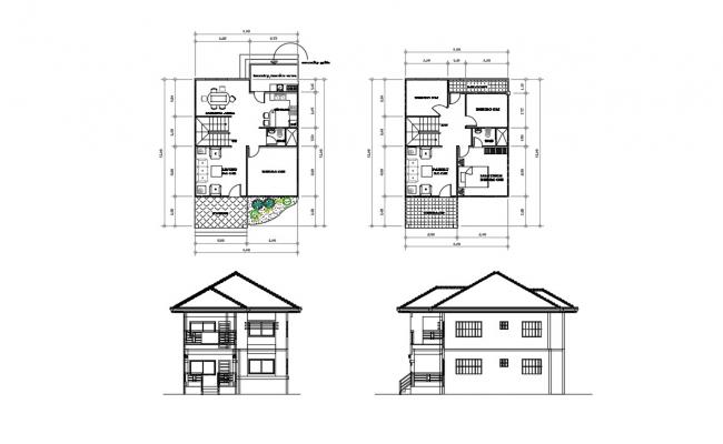 House Elevation Design 2d Cad Drawing Free Download - Cadbull