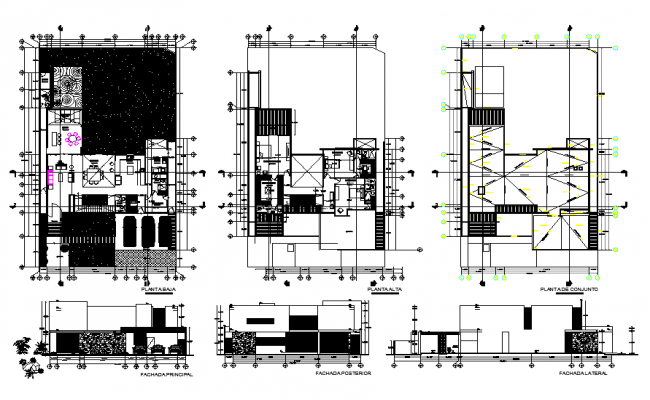 Modern villas architecture layout plan in autocad dwg file