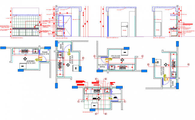 Modular Kitchen layout plan and elevation design