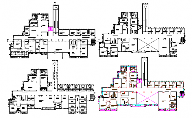 Multi-Flooring Hospital of Delhi Floor Plan dwg file