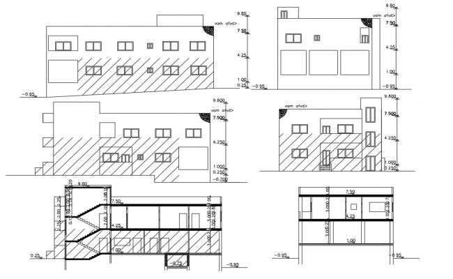 Three flooring residential bungalow floor layout plan details dwg file ...