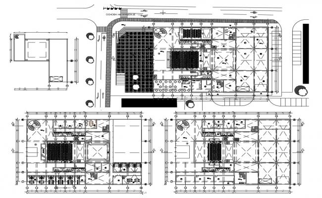 Plan, elevation and section 2d view of multiplex building layout ...