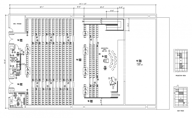 Multiplex theater building plan detail 2d view layout file