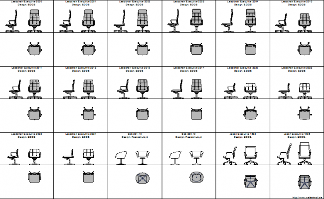 Office chair 3 D detail dwg file