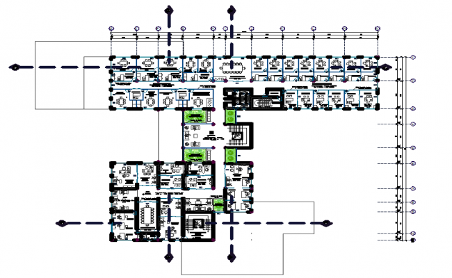 Elevation and section commercial plan autocad file - Cadbull