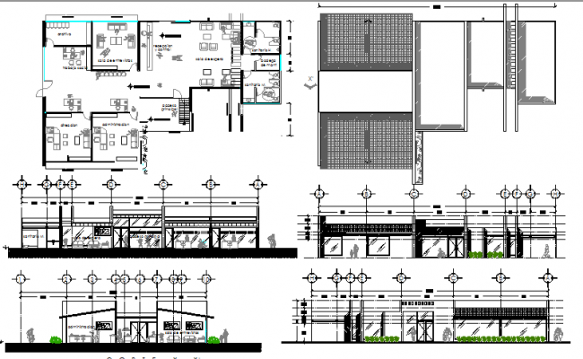 Office Building Elevation, Section, Plan And Auto-cad Details Dwg File 