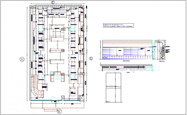 Optical showroom plan and elevation dwg file