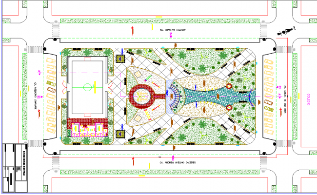 Metallic perimeter fence details with main gate of garden dwg file ...