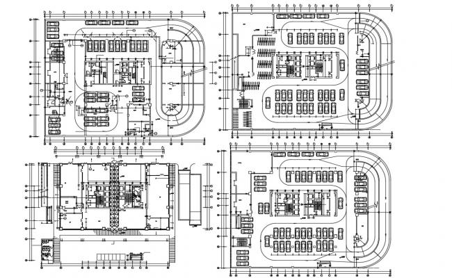 Office Building Purpose Plan With Parking Lot CAD Drawing - Cadbull