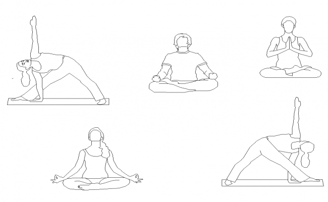 People practicing Yoga  detail 2d view layout CAD  blocks  