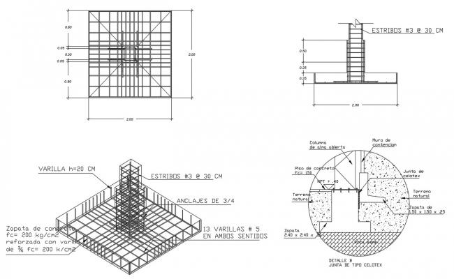 RCC Pad Footing Design 3d model AutoCAD Drawing - Cadbull