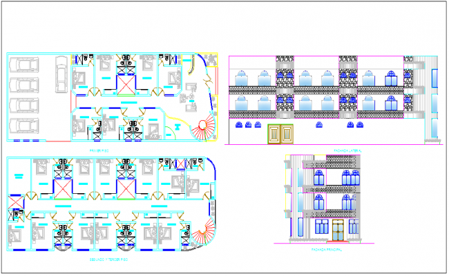 Multi-level luxuries hotel with swimming pool floor plan details dwg ...