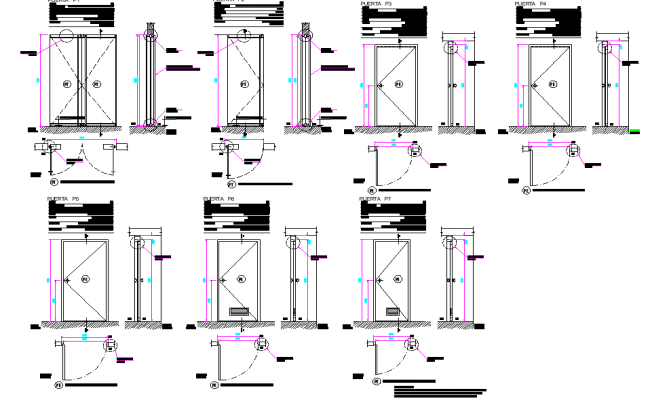 Swing Aluminium Double Door Installation Details Dwg File 2203