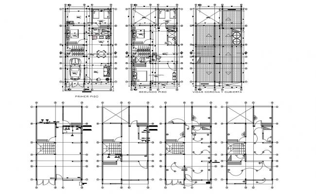 Residential building with the foundation in AutoCAD