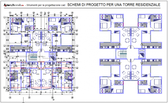 Multi story high rise building plan, elevation and section autocad file ...