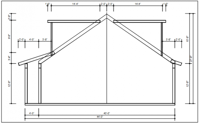 Gothic structure house exterior elevation in dwg AutoCAD file. - Cadbull