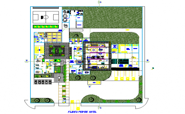 Industrial processing plant section, plan and isometric view cad ...