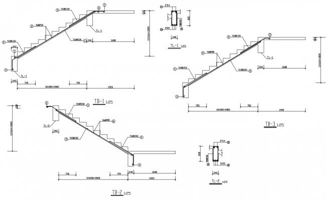 Typical stair construction 2d view CAD structural block layout file in ...