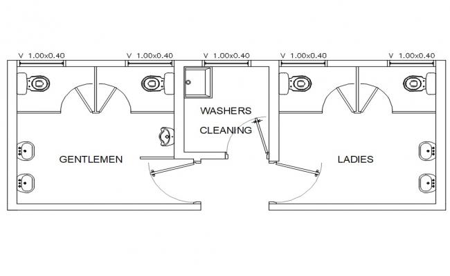 Public Toilet plan dwg file - Cadbull