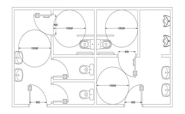 Public toilet plan and elevation detail dwg file - Cadbull