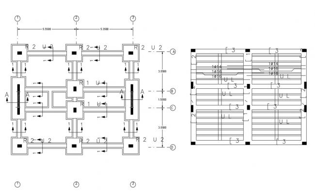 Column and slab section cut-out detailing 2d view CAD structure layout ...