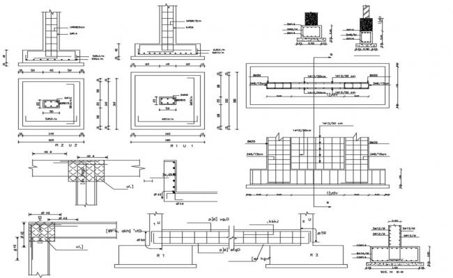 Reinforcement detail in beam and column structure 2d view CAD ...