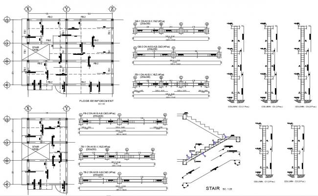 Download RCC Column And Beam Construction Section CAD Drawing - Cadbull