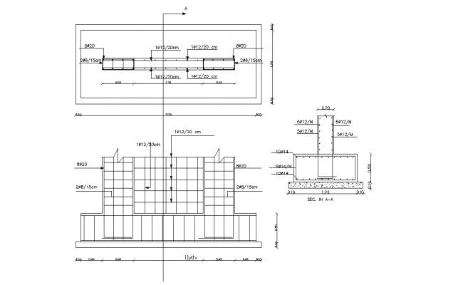 Pile Footing Design Plan and Sectional 2d Drawing - Cadbull