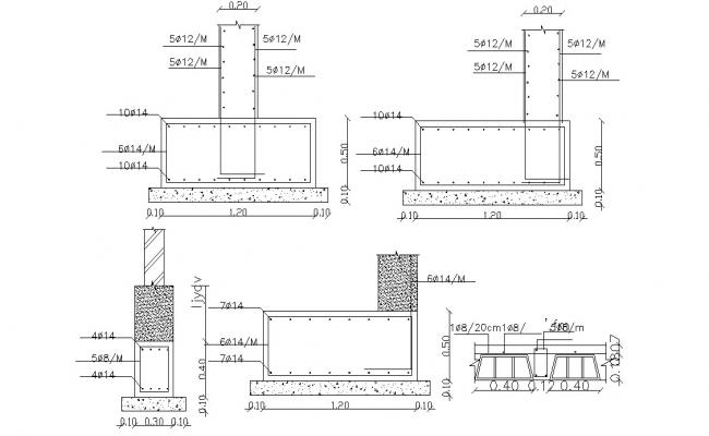 RCC Slab Curtailment Bars And Foundation CAD Drawing - Cadbull