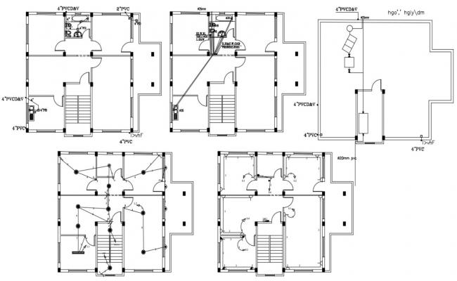 Autocad drawing of residential bungalow - Cadbull