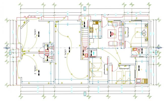 Stadium lighting system unit detail 2d view CAD electrical block ...