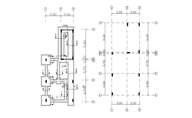 Raft foundation plan and section detail dwg file - Cadbull