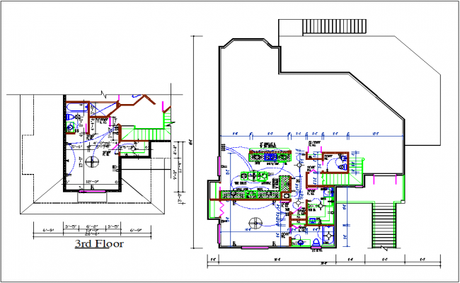 Autocad house plans with dimensions residential building 