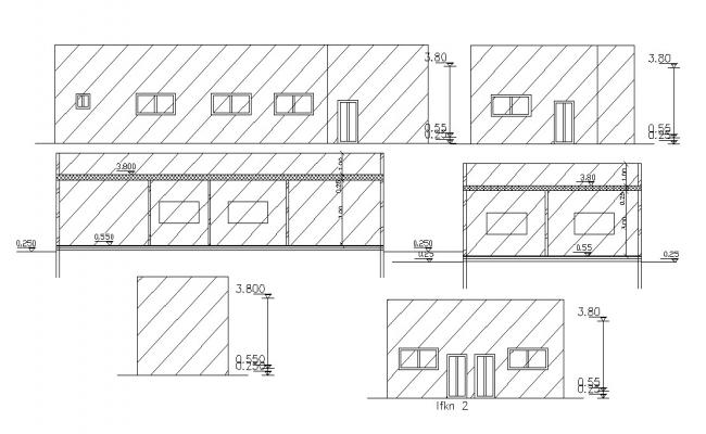 Elevation Drawing of the bungalow with different elevation in AutoCAD ...