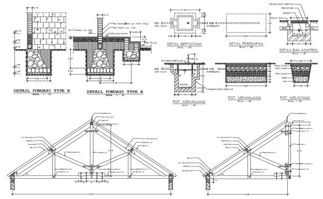 section view of roof of house dwg file - Cadbull