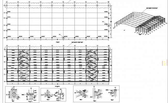 Roof elevation and plan detail dwg file