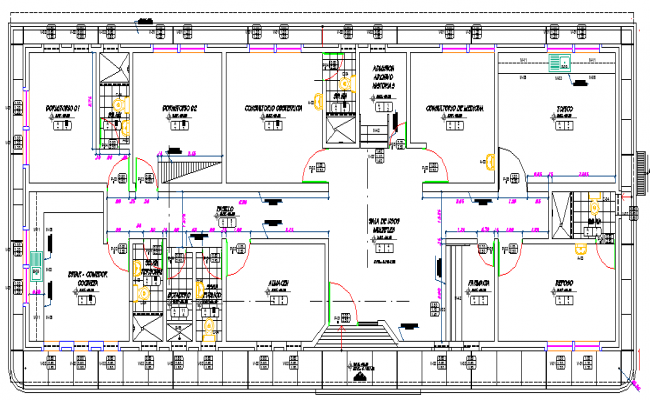 Rural Hospital Architecture Elevation dwg file