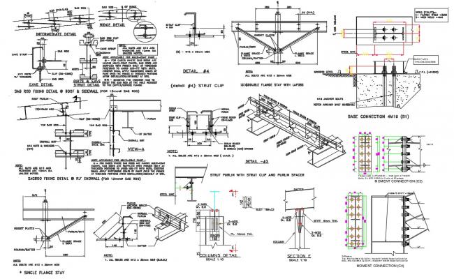 Wall section and stair detail elevation 2d view layout autocad file ...