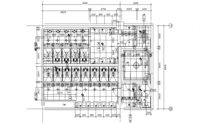 Public toilet plan detail dwg file - Cadbull