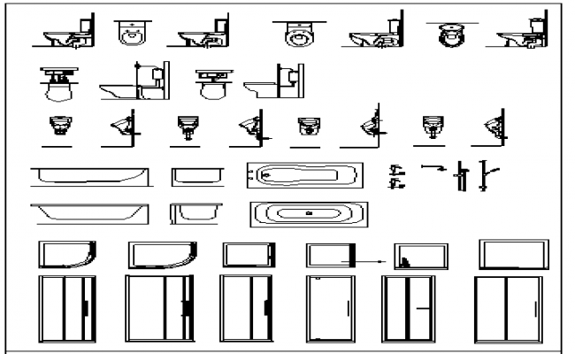 Sanitary and toilet door blocks design details dwg file